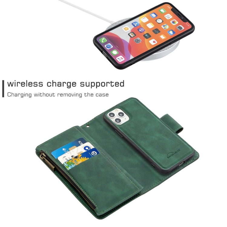 For iPhone 11 Pro Skin Feel Detachable Magnetic Zipper Horizontal Flip PU Leather Case with Multi-Card Slots & Holder & Wallet & Photo Frame & Lanyard