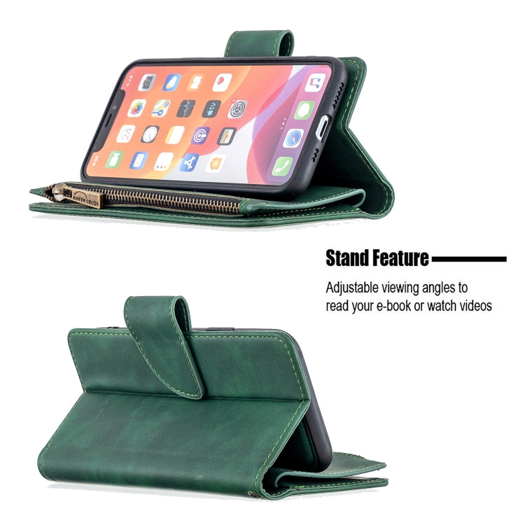 For iPhone 11 Pro Skin Feel Detachable Magnetic Zipper Horizontal Flip PU Leather Case with Multi-Card Slots & Holder & Wallet & Photo Frame & Lanyard