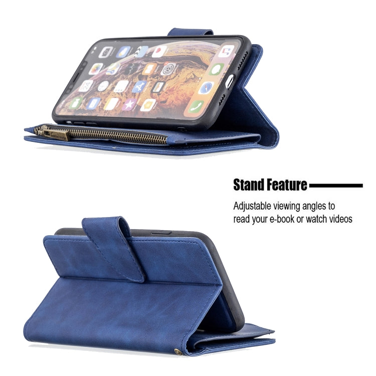 For iPhone XS Max Skin Feel Detachable Magnetic Zipper Horizontal Flip PU Leather Case with Multi-Card Slots & Holder & Wallet & Photo Frame & Lanyard