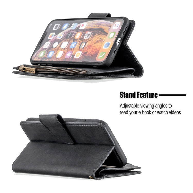 For iPhone XS Max Skin Feel Detachable Magnetic Zipper Horizontal Flip PU Leather Case with Multi-Card Slots & Holder & Wallet & Photo Frame & Lanyard