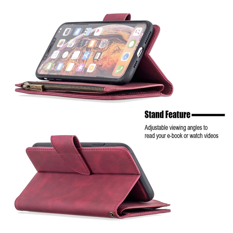 For iPhone XS Max Skin Feel Detachable Magnetic Zipper Horizontal Flip PU Leather Case with Multi-Card Slots & Holder & Wallet & Photo Frame & Lanyard