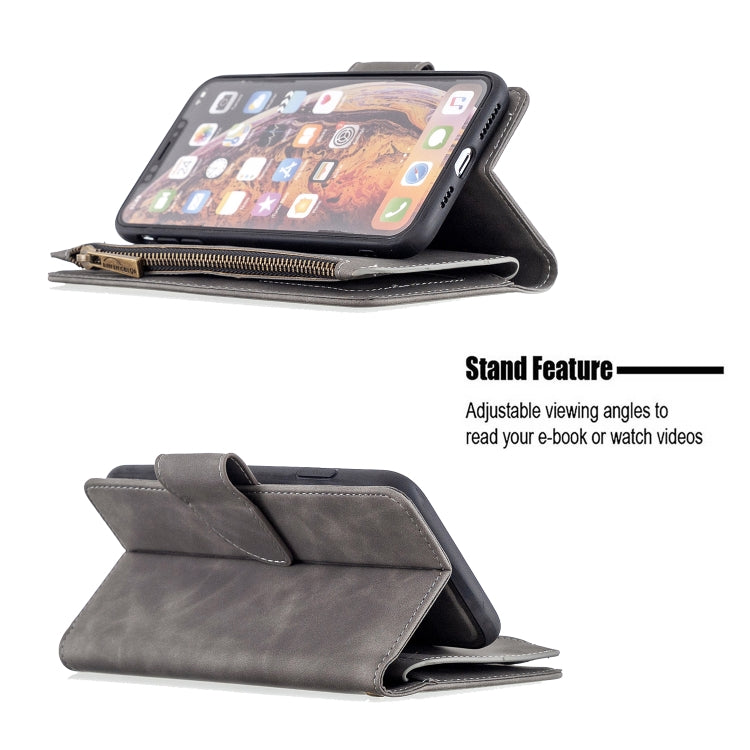 For iPhone XS Max Skin Feel Detachable Magnetic Zipper Horizontal Flip PU Leather Case with Multi-Card Slots & Holder & Wallet & Photo Frame & Lanyard