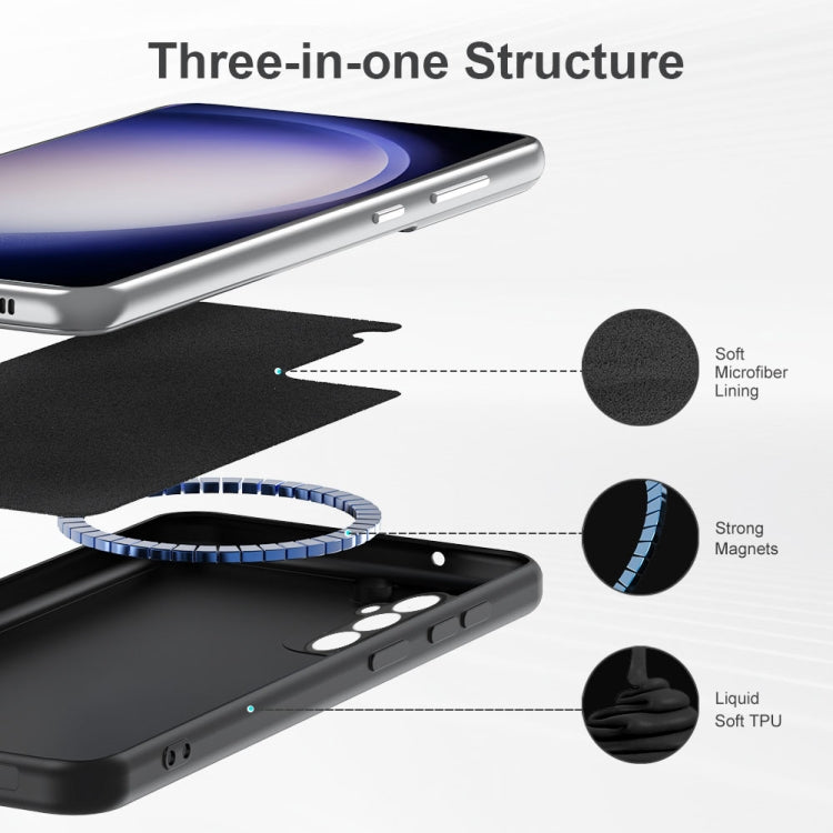 For Samsung Galaxy S24 FE 5G MagSafe Magnetic Liquid Silicone Phone Case - Black