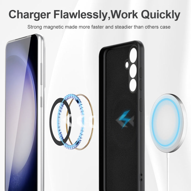 For Samsung Galaxy S24 FE 5G MagSafe Magnetic Liquid Silicone Phone Case - Black