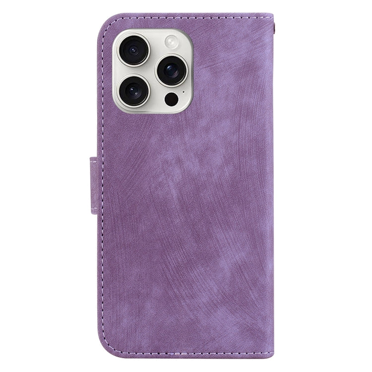 For iPhone 16 Pro Max Little Tiger Embossed Leather Phone Case