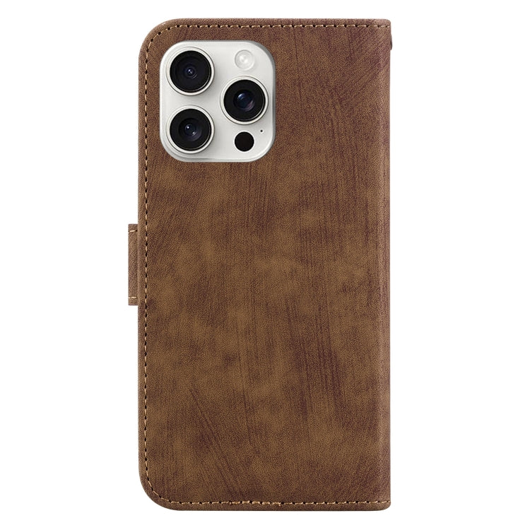 For iPhone 16 Pro Max Little Tiger Embossed Leather Phone Case
