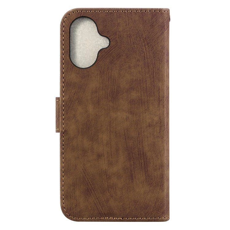 For iPhone 16 Plus Little Tiger Embossed Leather Phone Case