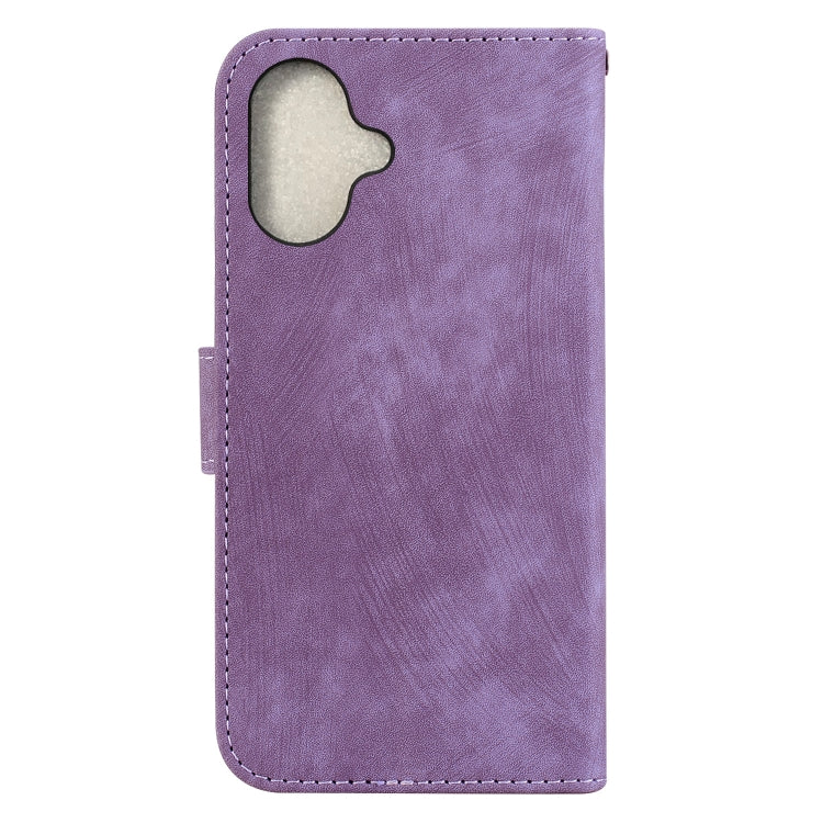 For iPhone 16 Little Tiger Embossed Leather Phone Case