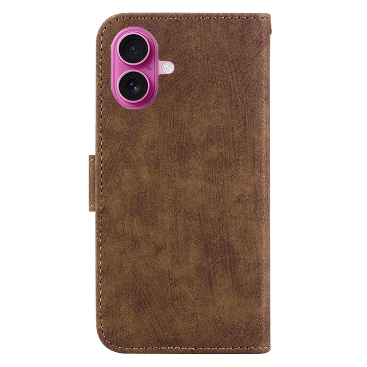 For iPhone 17 Little Tiger Embossed Leather Phone Case
