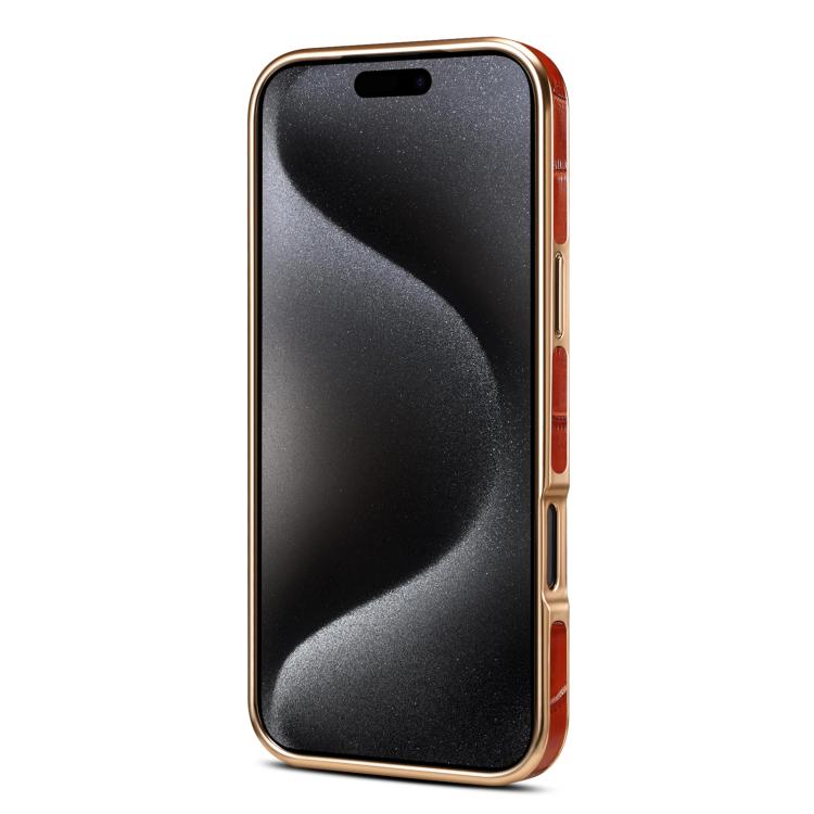 For iPhone 17 Pro Max Denior Crocodile Texture Genuine Leather Electroplating Phone Case