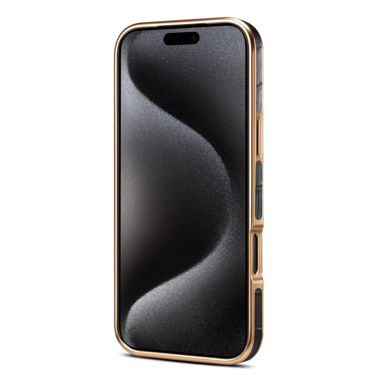 For iPhone 17 Pro Max Denior Crocodile Texture Genuine Leather Electroplating Phone Case