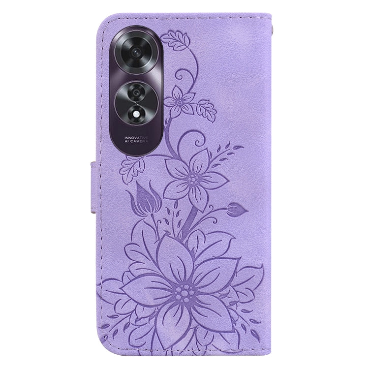 For OPPO A60 4G Lily Embossed Leather Phone Case