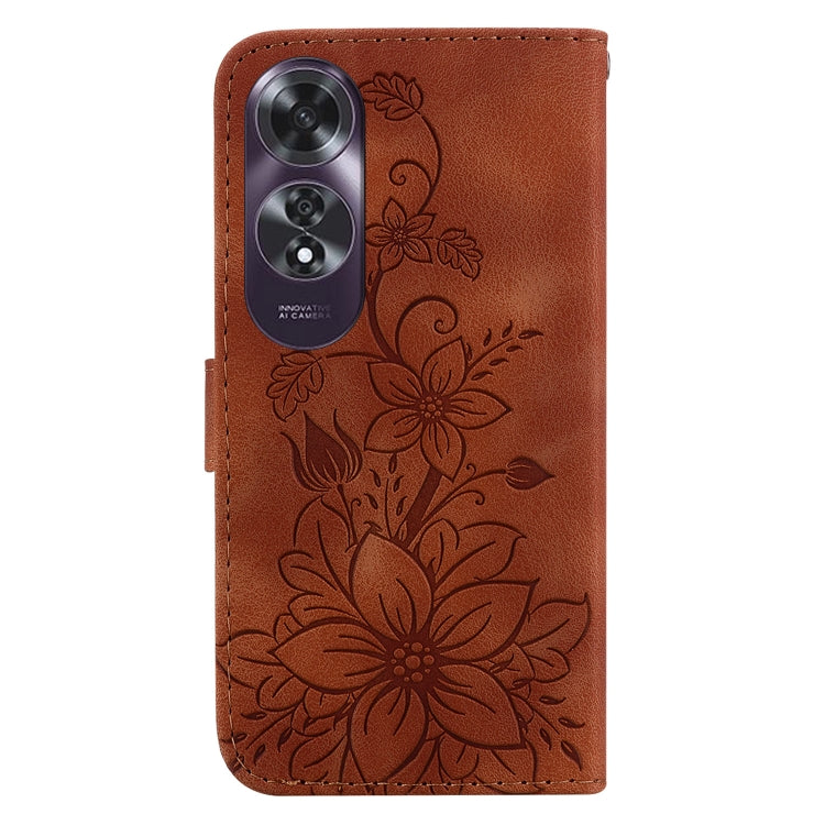 For OPPO A60 4G Lily Embossed Leather Phone Case