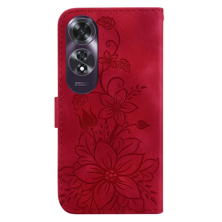 For OPPO A60 4G Lily Embossed Leather Phone Case
