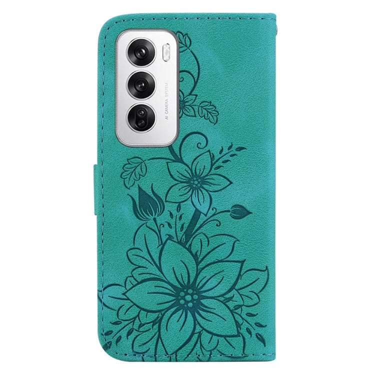 For OPPO Reno12 5G Global Lily Embossed Leather Phone Case