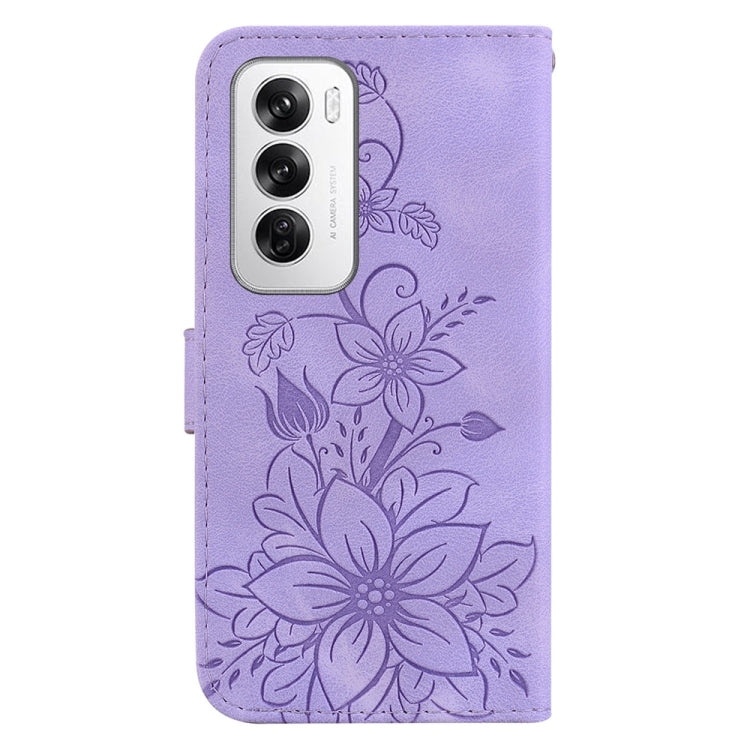 For OPPO Reno12 5G Global Lily Embossed Leather Phone Case