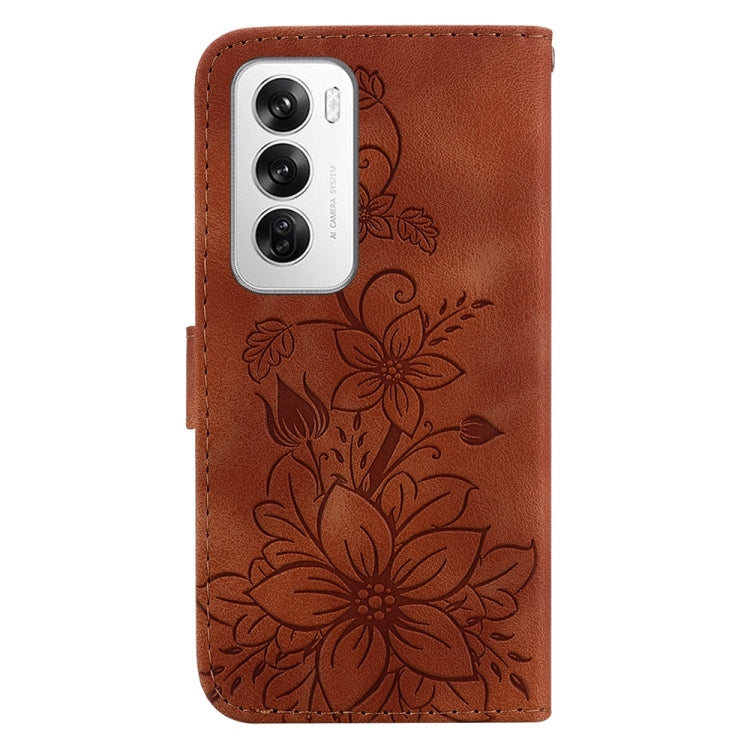 For OPPO Reno12 5G Global Lily Embossed Leather Phone Case