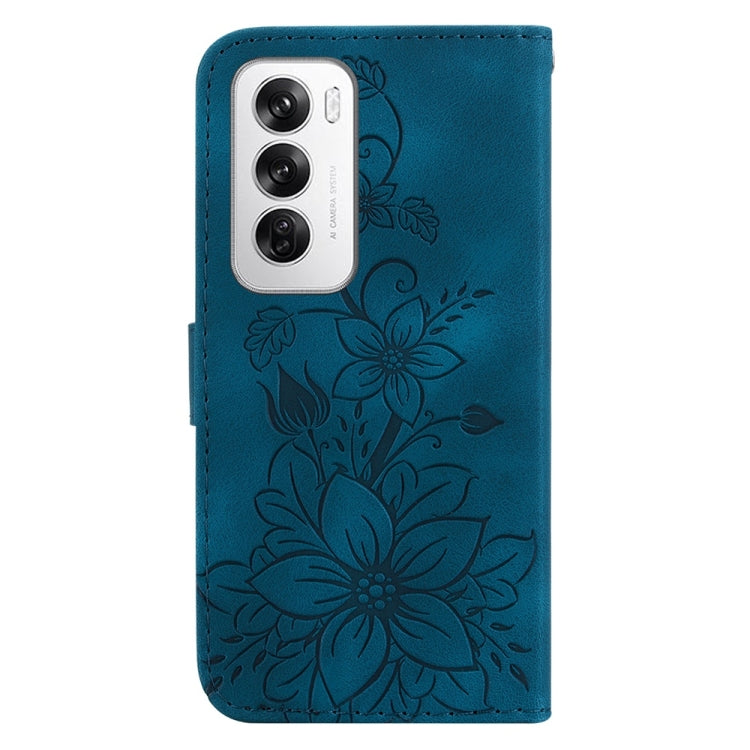 For OPPO Reno12 5G Global Lily Embossed Leather Phone Case