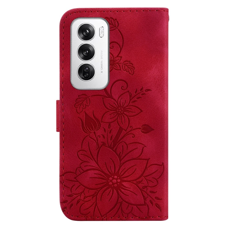 For OPPO Reno12 5G Global Lily Embossed Leather Phone Case