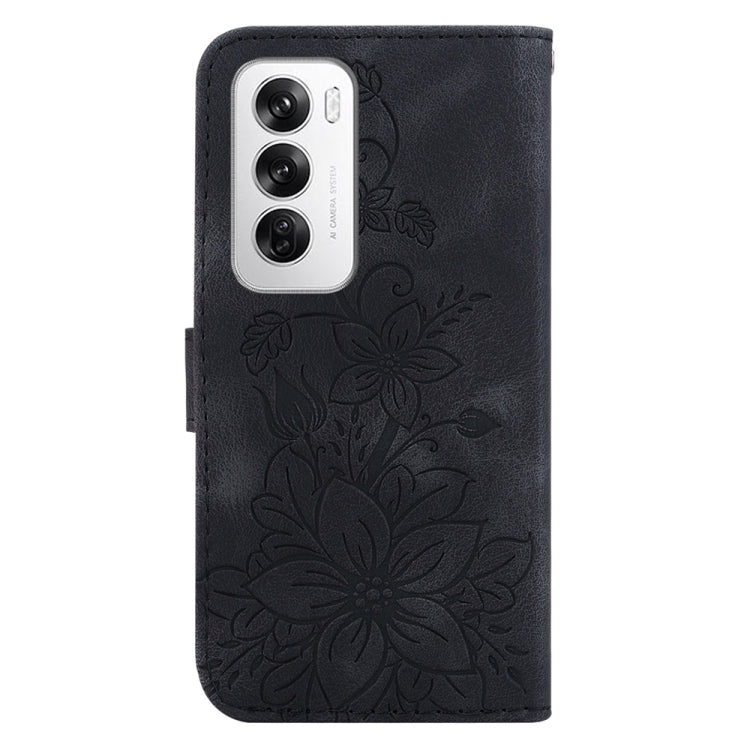 For OPPO Reno12 5G Global Lily Embossed Leather Phone Case