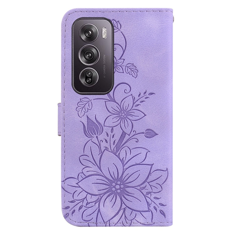 For OPPO Reno12 Pro 5G Global Lily Embossed Leather Phone Case