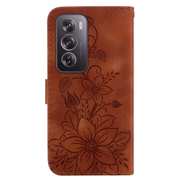 For OPPO Reno12 Pro 5G Global Lily Embossed Leather Phone Case