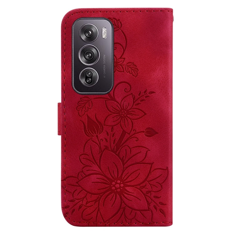 For OPPO Reno12 Pro 5G Global Lily Embossed Leather Phone Case