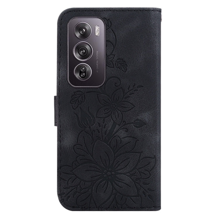 For OPPO Reno12 Pro 5G Global Lily Embossed Leather Phone Case