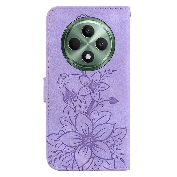 For OPPO Reno12 F 5G Lily Embossed Leather Phone Case