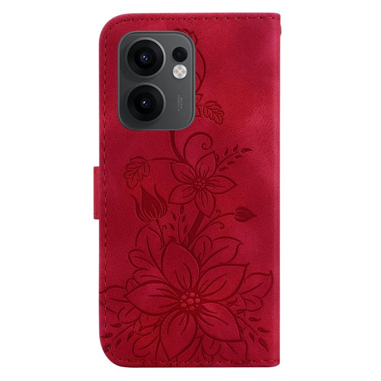 For OPPO Reno13 F 4G / 5G Lily Embossed Leather Phone Case