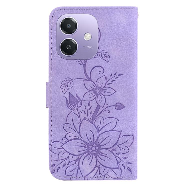 For OPPO A5x 5G / A3 4G / 5G / A3x 4G / 5G Lily Embossed Leather Phone Case