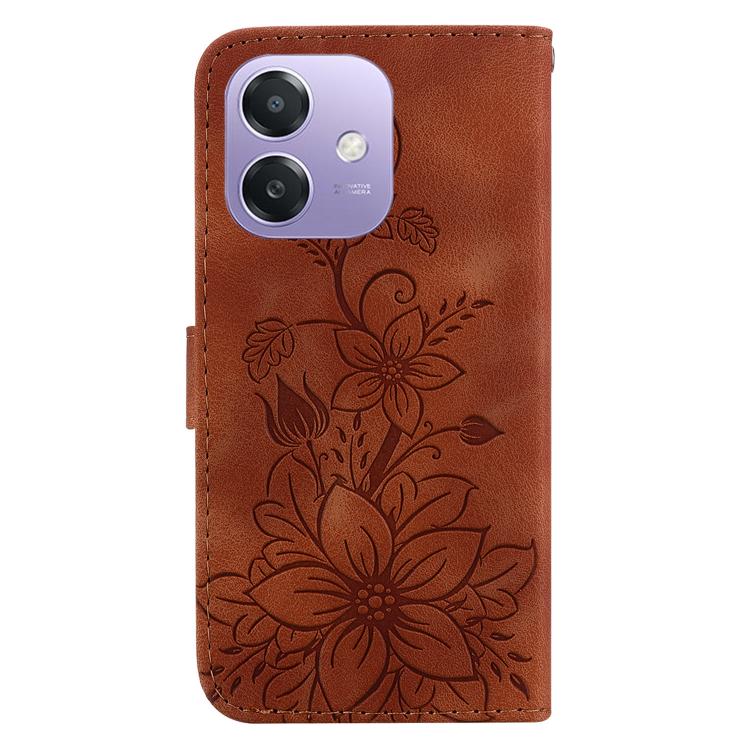 For OPPO A5x 5G / A3 4G / 5G / A3x 4G / 5G Lily Embossed Leather Phone Case