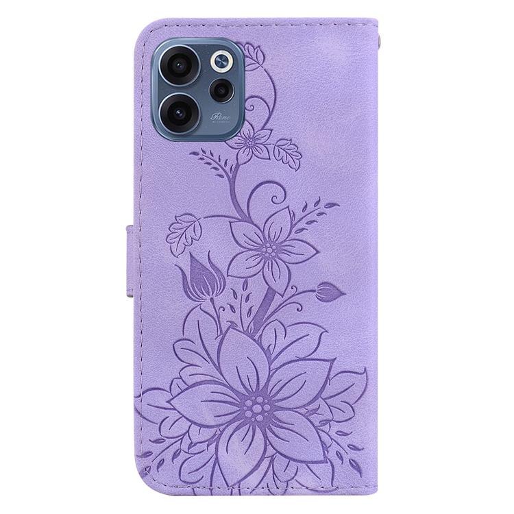 For OPPO Reno15 F 5G Global Lily Embossed Leather Phone Case