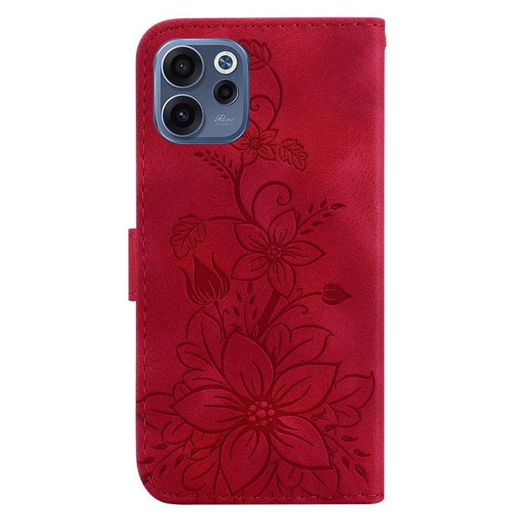 For OPPO Reno15 F 5G Global Lily Embossed Leather Phone Case