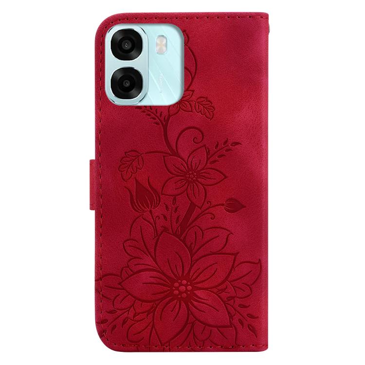 For OPPO A6 / A6s / A6t / A6x 4G / 5G Global Lily Embossed Leather Phone Case