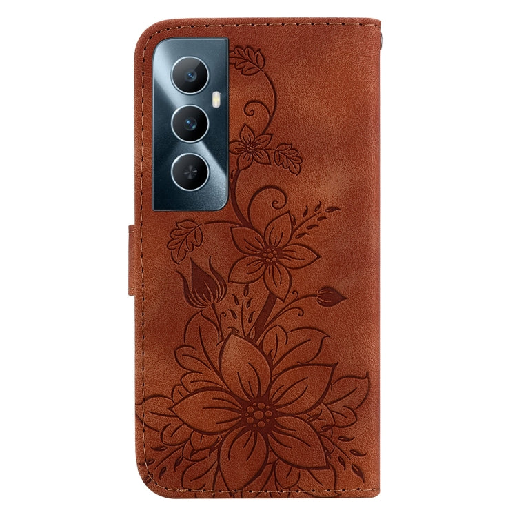 For Realme C65 4G Lily Embossed Leather Phone Case