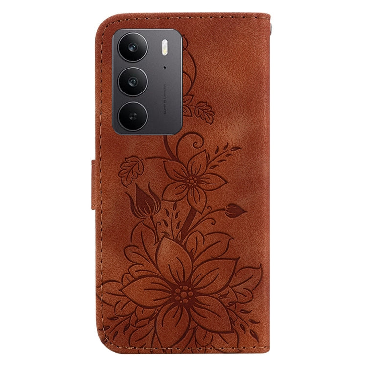 For Realme C75 Lily Embossed Leather Phone Case