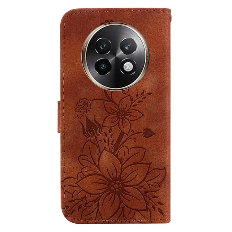 For Realme 13+ Global Lily Embossed Leather Phone Case