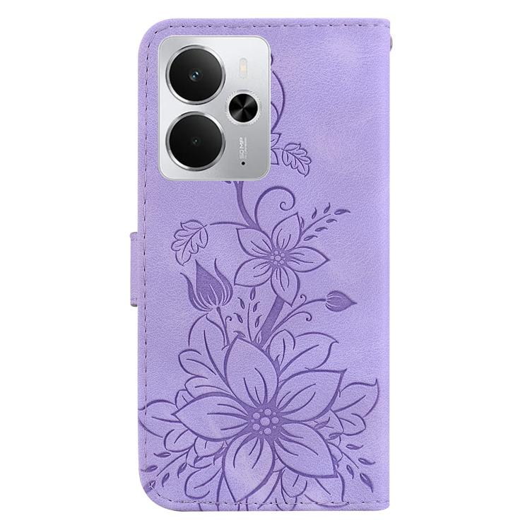 For Realme 14 Lily Embossed Leather Phone Case