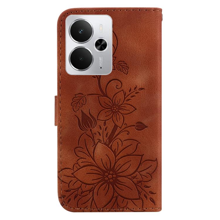 For Realme 14 Lily Embossed Leather Phone Case