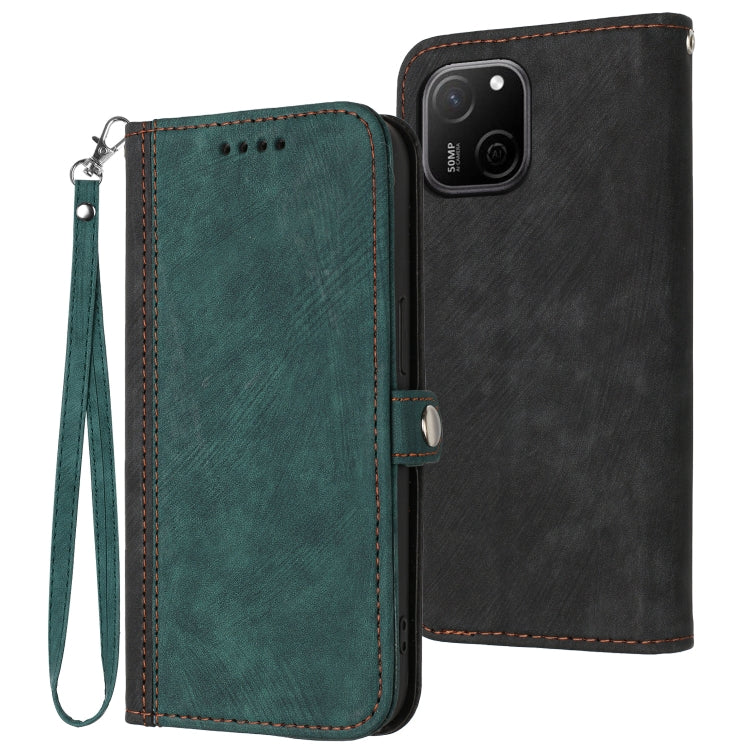 For Huawei Maimang A20 Side Buckle Double Fold Hand Strap Leather Phone Case
