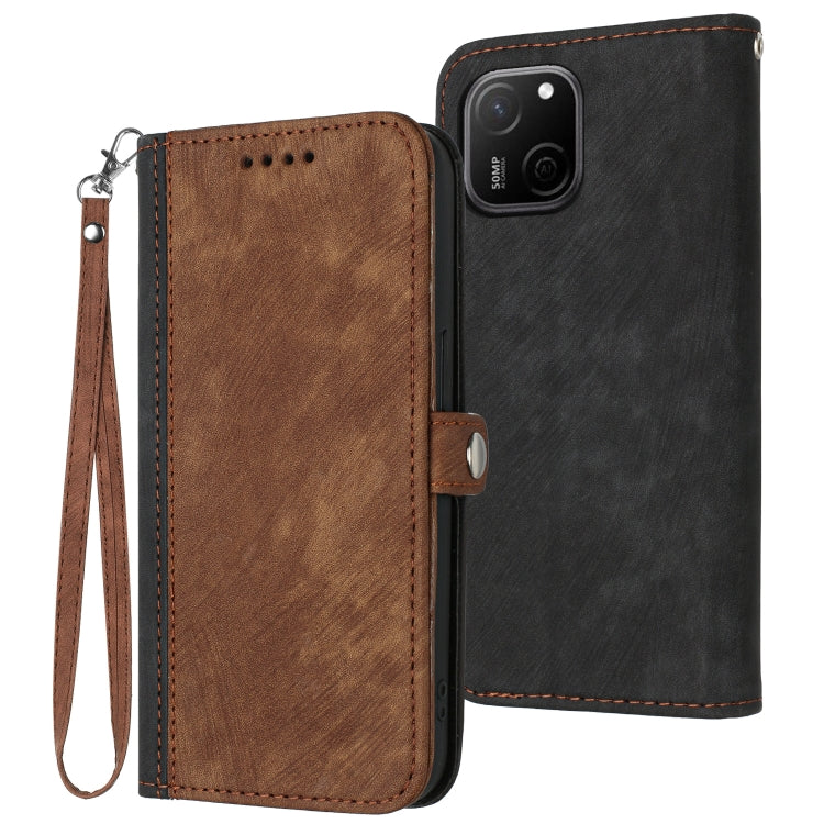 For Huawei Maimang A20 Side Buckle Double Fold Hand Strap Leather Phone Case
