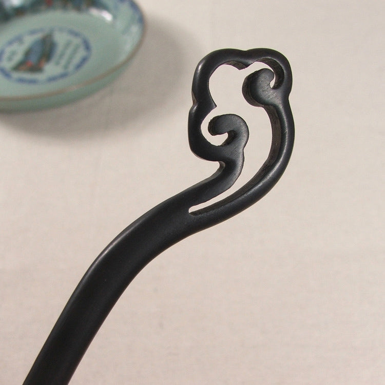 Classical Sandalwood Hairpin Hair Ornaments with Gift Box, Gift Box Random Color Delivery(Cloud Ebony)