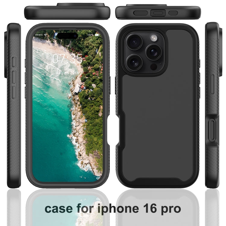 For iPhone 16 Pro Starry Sky Solid Color Series PC + TPU Phone Case with PET Film