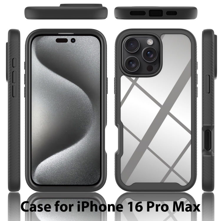 For iPhone 16 Pro Max Starry Sky Solid Color Shockproof TPU Clear PC Phone Case