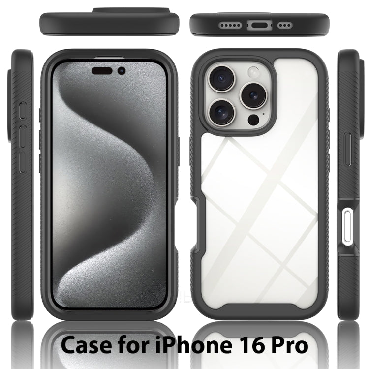 For iPhone 16 Pro Starry Sky Solid Color Shockproof TPU Clear PC Phone Case
