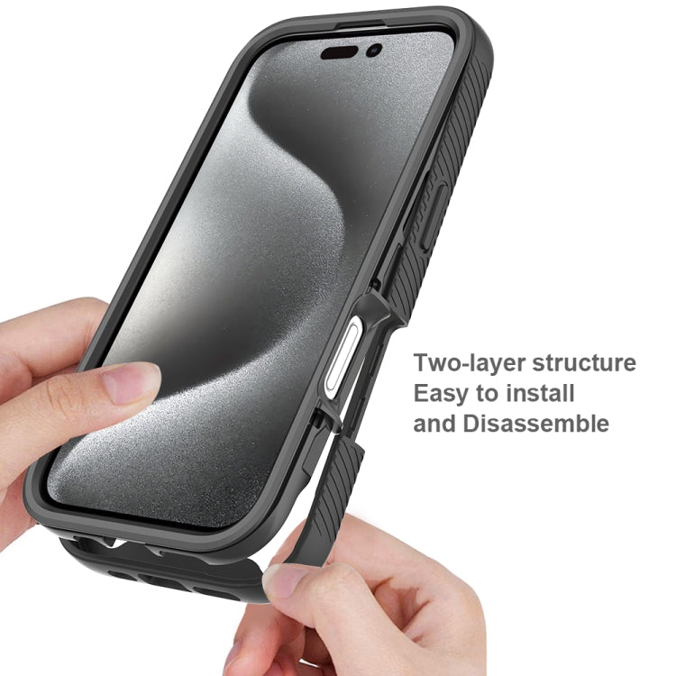 For iPhone 16 Pro Starry Sky Solid Color Shockproof TPU Clear PC Phone Case