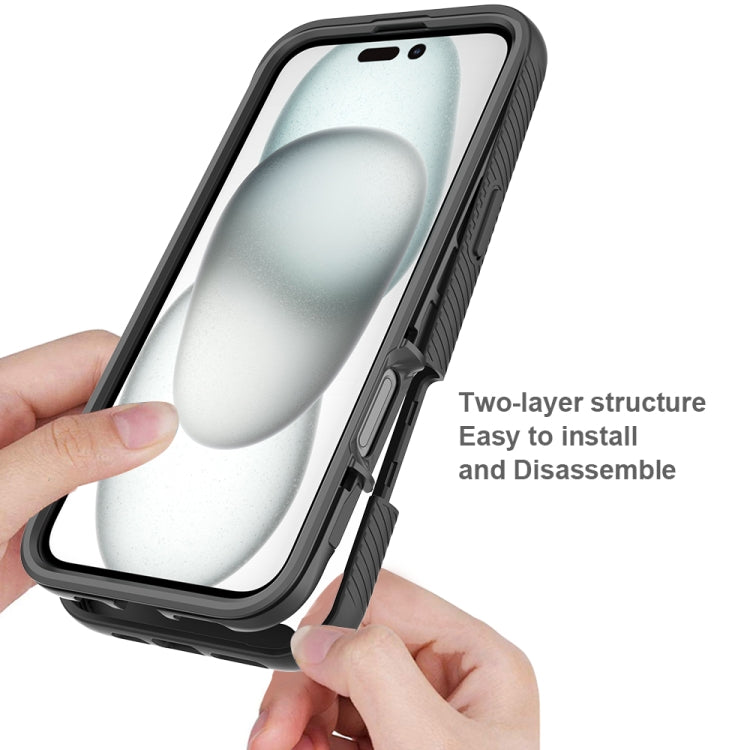 For iPhone 16 Plus Starry Sky Solid Color Shockproof TPU Clear PC Phone Case