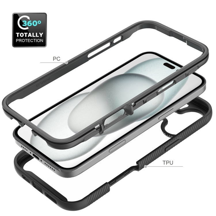 For iPhone 16 Plus Starry Sky Solid Color Shockproof TPU Clear PC Phone Case