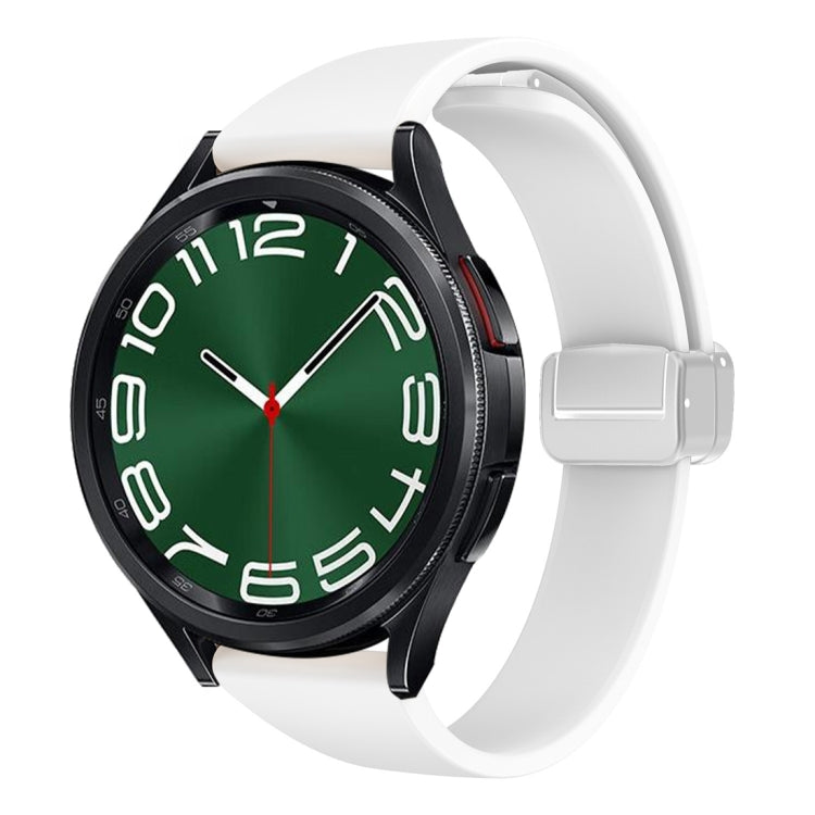 For Samsung Galaxy Watch 6 / 6 Classic Magnetic Silver Buckle Slim Silicone Watch Band